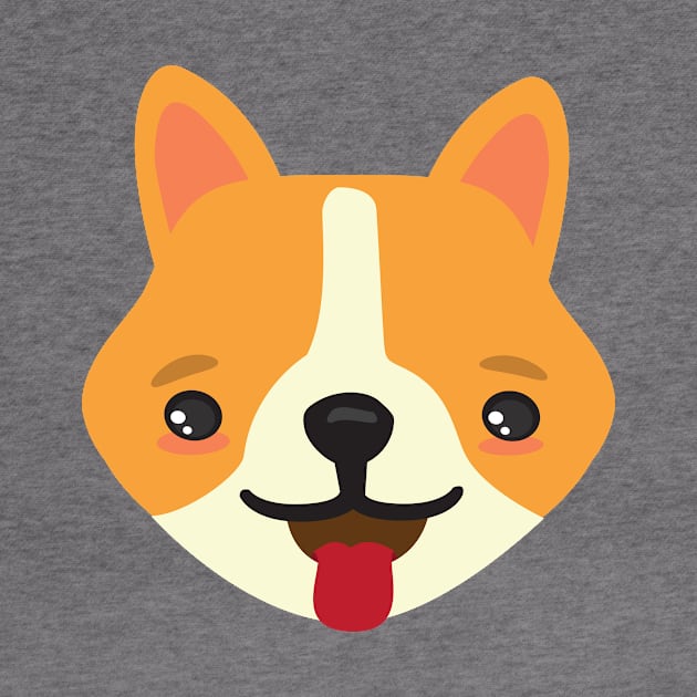 Cute Kawaii Corgi Puppy Dog Face Kid Design by Uncle Fred Design